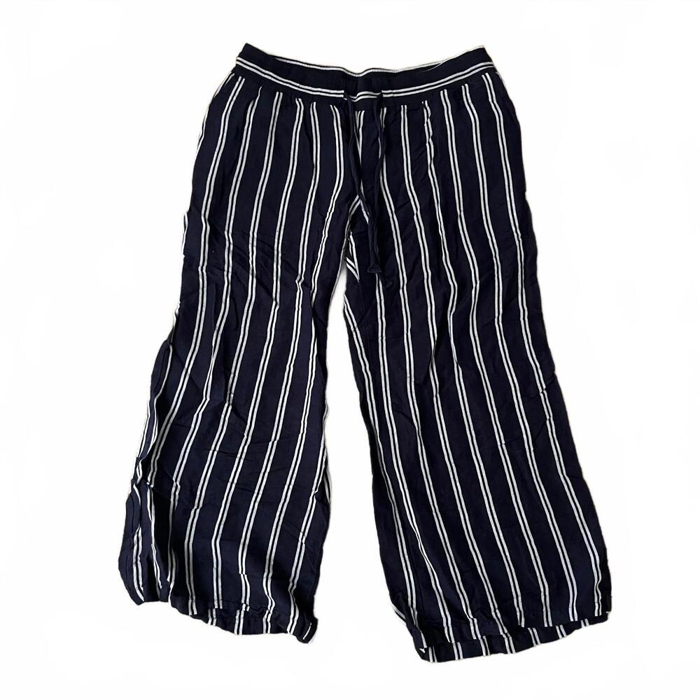 A New Day, XXL, Striped, Women's Linen Wide Leg Pull-On Pants